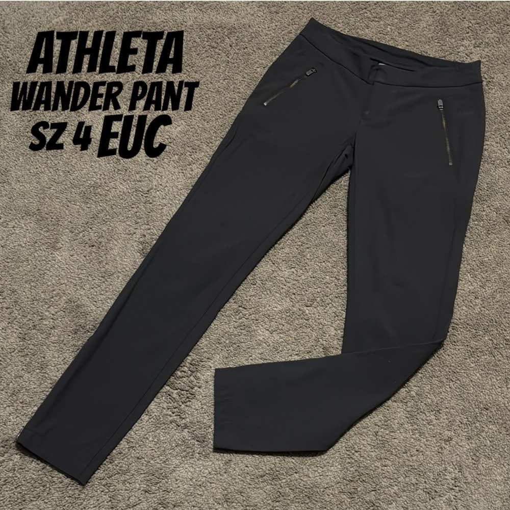 Athleta Wander Pants Sz 4- Gray-Zip Up Front-Stretchy-Zipper Ankle-EUC